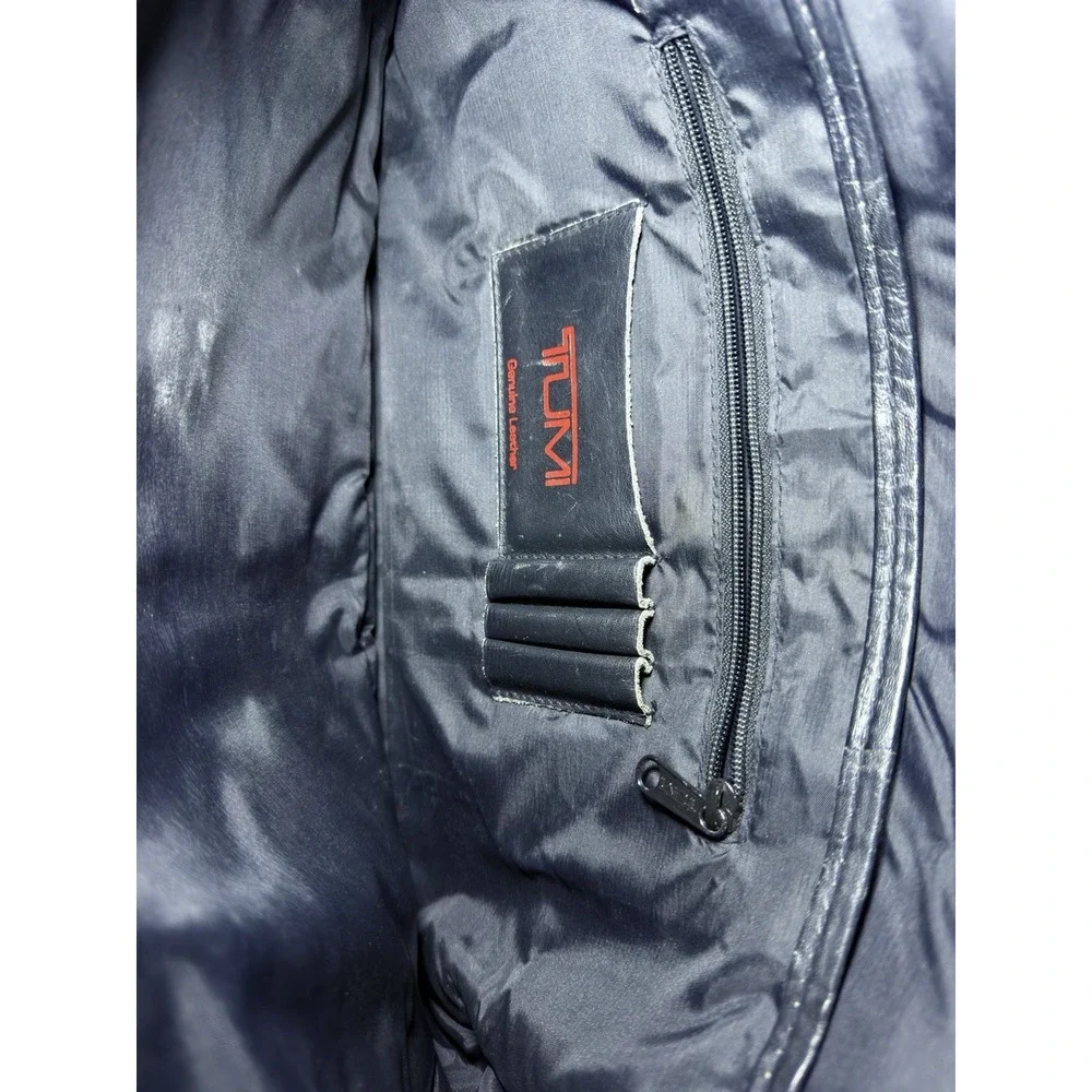 TUMI Genuine Leather Black Briefcase Laptop Business Travel Bag Organizer